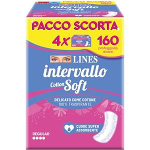 LINES INTERVALLO COTTON SOFT, proteggislip disteso, salvaslip per piccole perdite, delicato come cotone, traspirante, neutralizza odore