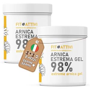 FITOATTIVI NATURA E BENESSERE Arnica Gel Forte 2x550 ml Arnica per Cavalli Uso Umano 98% Crema Recupero Muscoli Sportiva per Massaggio Cervicale Dolori Articolari e Muscolari con Vitamina E, Menta e Lavanda, Made in Italy