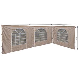 Quick Star 2 pannelli laterali con finestra in PVC, da 300 x 193 cm / 400 x 193 cm, per gazebo Sahara da 3 x 4 m, pareti laterali, di colore sabbia
