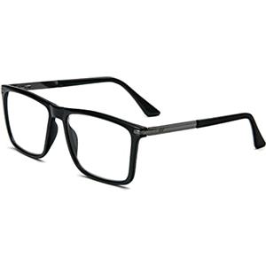 KoKoBin Occhiali da lettura anti luce blu per uomo e donna, filtro luce blu computer, aiuto per la lettura, cerniera a molla in metallo, occhiali a schermo intero, Nero , 1/1.5/2/2.5/3/3.5