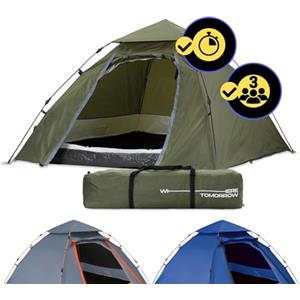 Lumaland Tenda da campeggio a cupola 2-3 persone 215 x 195 x 120 cm | Igloo pieghevole per trekking e festival all'aperto | leggera, impermeabile e robusta | Montaggio semplice [Verde]