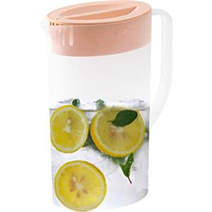 Pomurom Brocca in plastica con coperchio, 1,5 l/2 l, con manico per tè, succhi, limonata, latte, bevande fredde o calde, brocca per picnic