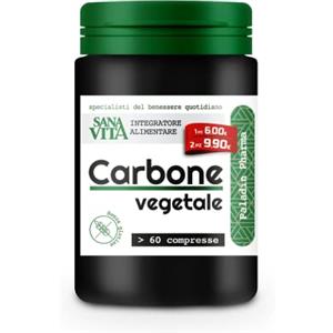 Sanavita Integratore Alimentare Sgonfiante con Carbone Vegetale, contro gonfiore addominale e favorisce la digestione, senza Lattosio, 60 Compresse