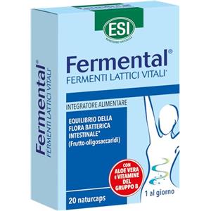 fermental ESI - Fermental Max, Integratore Alimentare con Fermenti Lattici Vitali, Favorisce l'Equilibrio della Flora Batterica Intestinale, Senza Glutine e Vegan, 20 Naturcaps
