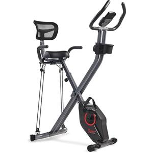 Sunny Health & Fitness X-Bike Pro per esercizi magnetici pieghevoli, monitor digitale, sensore di pulsazioni, basso impatto, resistenza magnetica, rosa - P2320