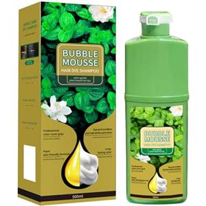 Rubu22a Bubble Mousse Shampoo colorante per capelli, 500 ml, colorante per capelli in schiuma, colorante, colorazione intensiva con balsamo riflesso, colore per capelli (nero naturale)