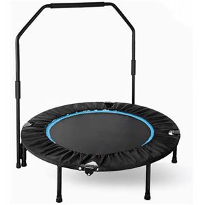 LIFERUN Trampolino fitness per interni Ø 101 cm, portata 150 kg, allenamento rimbalzo, con 3 livelli di impugnatura regolabili, mini trampolino per adulti, blu