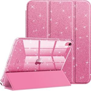 FINTIE Custodia per iPad (A16) 11ª Generazione 11" (2025) / iPad 10ª Generazione 10,9" (2022) con Portapenne - Antiurto Glittering Trasparente Cover Posteriore con Auto Sveglia/Sonno, Magenta