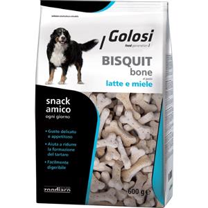 Golosi Biscotti Bone Latte e Miele 600g - Snack per Cani Leggeri e Digeribili, A Forma di Osso, Riduce il Tartaro