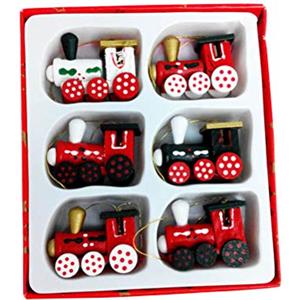 Toyvian addobbi Albero di Natale Legno Miniature Natale Forma Trenino Regali di Etichette Regalo 6 Pezzi