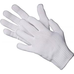 Jah NBW-10G - Guanti da maglia in nylon, 12 paia, elastici, peso medio, colore: bianco, taglia 8