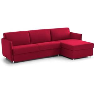 Talamo Italia -Divano letto con penisola Pina, Sofà angolare trasformabile per salotto, imbottito, sfoderabile, Qualità 100% Made in Italy, 260x160 h90 cm, Rosso