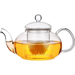MUSELK Teiera in vetro, 400 ml/13,5 oz, teiere in vetro borosilicato, con filtro da tè, resistente al calore e al microonde, per tè nero, tè verde, tè alla frutta, tè profumato