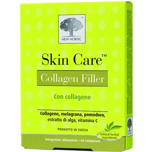 NEW NORDIC Skin Care Collagen Filler - Integratore Alimentare con Collagene, Melagrana, Pomodoro, Estratto di Alga e Vitamina C - 60 Compresse