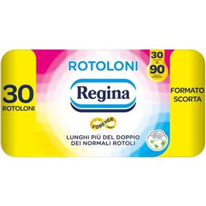 Regina Rotoloni Regina - 24 Maxi Rotoli di Carta Igienica, 500 Fogli a 2 Veli, Lunghi Più del Doppio dei Normali Rotoli, Confezione 50% in Plastica Riciclata, Carta 100% Certificata FSC