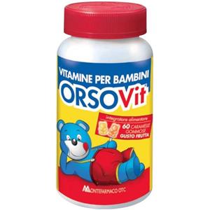 Montefarmaco Orsovit Integratore Alimentare di Vitamine per Bambini Gusto Frutta Senza Glutine - 60 Caramelle Gommose