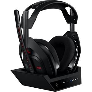 Logitech G Astro A50 Cuffia con microfono gaming wireless LIGHTSPEED + base di ricarica (Gen 5), PRO-G GRAPHENE, passaggio fra 3 sistemi, USB-C per Xbox, PS5, PC/Mac, Nintendo Switch, Bluetooth - Nero