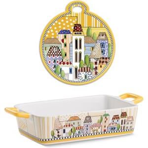 EGAN set Pirofila da forno Paese Mio colore Giallo 24,5×13 cm con sottopentola Paese Mio Giallo 17 x 19 cm