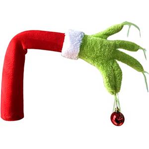 SUPYINI Braccia Grinch per Albero di Natale, Puntale Verde Peloso, Ornamento e Decorazioni Natalizie