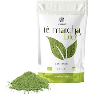 ERBOTECH Tè Matcha BIO, The Verde Giapponese Biologico in Polvere, Busta da 100g, Multivitaminico Naturale al 100%, Vegan. Ideale per Dolci, Frullati, Tè freddo
