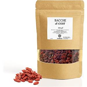 ERBOTECH Bacche di Goji Busta da 200 g, Goji Berries ad Alto Contenuto di Vitamine, Frutta Secca senza Zucchero e Senza Zolfo, Superfood Naturale e Ricco di energia, Made in Italy