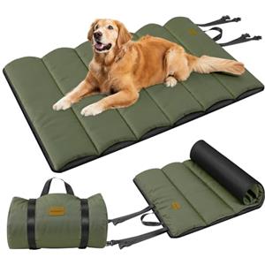 Gimars Letto per cani da esterno migliorato con film impermeabile, facile da arrotolare con fibbia, grande letto da viaggio per cani medi e grandi, portatile, pieghevole, lavabile