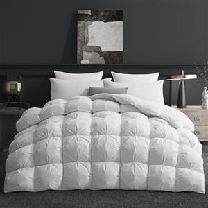 Deodar Piumino in Piuma d'Oca Matrimoniale Invernale, 220X240cm Per 4 Stagioni, Tessuto Puro Cotone Biologico, Lavabile, Approvato Öko-Tex e RDS, 420 gr/m², Bianco