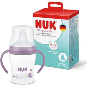 NUK Perfect Match Learner Biberon | 6+ mesi | 150 ml | Bicchiere antigoccia per bambini piccoli | Manici antiscivolo | Ippopotamo | Confezione da 3