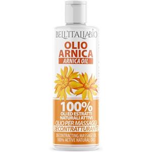 BELL'ITALIABIO Olio Massaggio Professionale con Arnica, Artiglio del Diavolo e Olio di Canapa, 250 ml, Effetto Riscaldante e Rilassante, Assorbimento Rapido, per Massaggi Muscolari e Articolari - Bell'Italia Bio