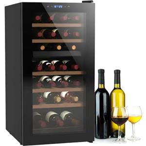 Wintem Cantinetta Vino Refrigerata Elegante - Doppia Temperatura Personalizzabile, Frigorifero Termoelettrico con Display LED Touchscreen | Capacità 28 Bottiglie 82L - Regalo di Natale