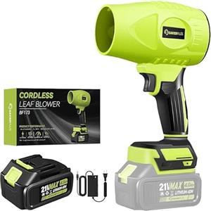 SakerPlus, Soffiatore portatile per foglie, soffiatore senza fili, soffiatore manuale, soffiatori manuali per la cura del prato, pulizia del patio, batteria da 4,0 Ah, caricabatterie incluso (1