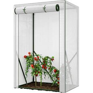 PUTINEI Serra per pomodori, piccola serra con porta da arrotolare, 100 x 50 x 150 cm, serra per pomodori, per giardino, balcone, terrazza, pellicola per serra (senza cornice)