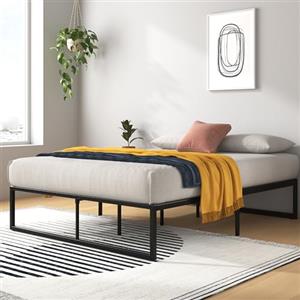 Zinus Lorelai Rete Una Piazza e Mezza 120x190 cm - Struttura Letto con Doghe in Metallo Incluse - Altezza 36 cm con Spazio Sottostante - Facile da Montare - Nero