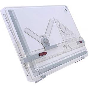 Ejoyous Tavolo da disegno A3, tavolo da disegno, tavolo da disegno con movimenti paralleli e righelli ad angolo regolabile, azione di blocco/sblocco STOP e GO per il lavoro d'ufficio professionale