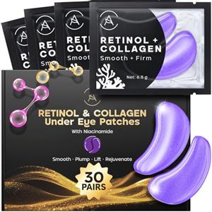 AURAE Patch Occhi al Retinolo & Collagene (30 paia) - Patch Occhiaie e Borse, con Niacinamide + Acido Ialuronico, Leviga Linee Sottili, Elasticità, Effetto Rimpolpante