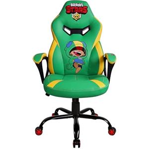 SUBSONIC Sedia da Gaming Brawl Stars Leon per Bambini, Verde, con Schienale Ergonomico Imbottito, Seduta Oscillante, Braccioli in Schiuma, Altezza Regolabile, Similpelle di Alta Qualità