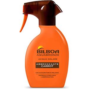 Bilboa Aquabronze Abbronzante Carrot, Acqua Solare Abbronzante con Cristalli di Mentolo e Attivatore di Melanina, Rinfresca la Pelle e Prolunga l'Abbronzatura, Dermatologicamente Testato, 250 ml