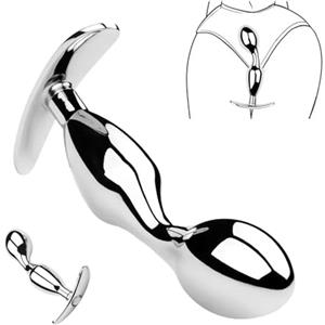 HCUDFN Plug anale in metallo BDSM, plug anale in acciaio inossidabile, dildo anale, dilatatore anale, palline anali, punto G, bondage for uomini e donne(L)