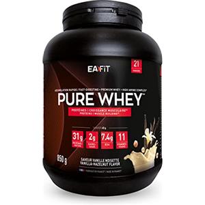 Eafit Proteine in Polvere Whey 850 g Gusto Vaniglia Nocciola| 31 g per Shaker Proteine | Whey Protein Concentrate e Isolate | BCAA + L-Glutammina + Taurina | Integratore per Massa Muscolare |Con 11 Vitamine