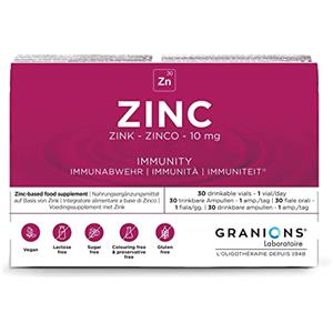 Granions Zinco 10 mg | Immunità | Antiossidante | Integratore Pelle Acne, Capelli | Integratore Unghie Fragili | Zinco Integratore | 30 Fiale | Zinc Laboratoire des Granions