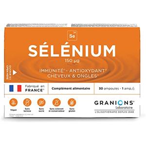 Granions Selenio 150 µg, Immunità, Antiossidante, Capelli e Unghie, Integratore Alimentare, 30 Fiale = 30 giorni