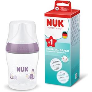 NUK Perfect Match Biberon | 0+ mesi | 150 ml | Biberon anti-coliche | PP | Indicatore di controllo della temperatura | Ippopotamo | Confezione da 1