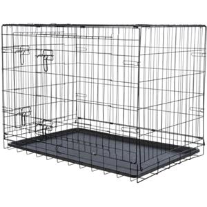 TRIXIE Box per cani Home nero - S: 64 × 54 × 48 cm - Gabbia pieghevole per cani con 2 ante e chiusure sicure, scatola per il trasporto zincata con base stabile per casa e in viaggio - 39301