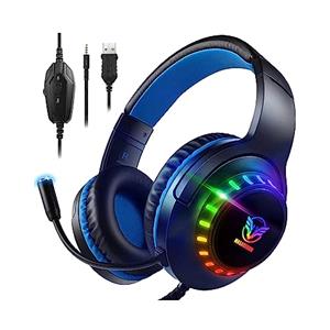Pacrate RGB Cuffie Gaming per PS4/PS5/Xbox One/Nintendo Switch/PC, con Microfono, Luce LED, Cancellazione del Rumore, Gamer Stereo Bass Deep