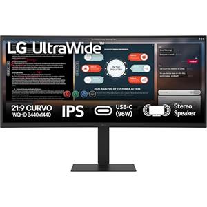 LG 34U650A Monitor UltraWide 21:9 Curvo 34" WQHD (3440x1440), IPS, HDR 10, sRGB 99%, Speaker Stereo 14W, USB-C Hub USB, Stand regolabile, Nero