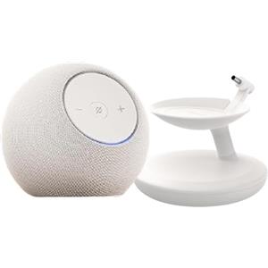 Amazon Echo Dot Max + Nuovo supporto da tavolo per Echo Dot Max con porte di ricarica USB-C, Made for Amazon