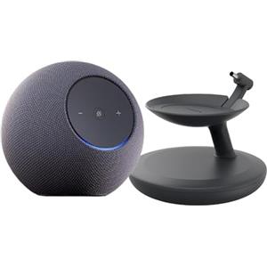 Amazon Echo Dot Max + Nuovo supporto da tavolo per Echo Dot Max con porte di ricarica USB-C, Made for Amazon