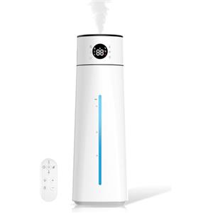 PNTCK Umidificatore Ambiente, 8L Nebbia Fresca Ricarica Dall'Alto Umidificatore Ultrasonico con Telecomando, 80H, Luce Notturna, Timer, Igrostato Smart, Silenzioso per Casa ufficio Bambini Piante (A)