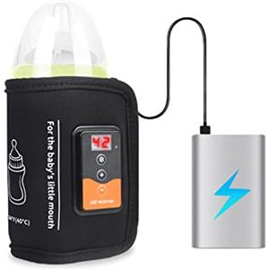 Goshyda Scaldabiberon per il Latte, Borsa Riscaldante per Biberon per Auto Alimentata Tramite USB Scaldabiberon da Viaggio con Controllo della Temperatura e Display LCD, Riscaldamento Uniforme per Interni, Es