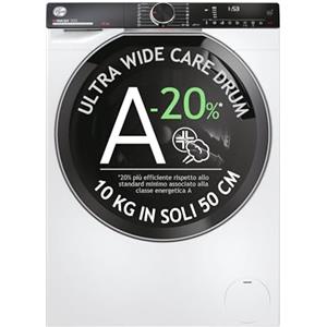 Hoover H-WASH 700 Lavatrice 10 Kg, Libera Installazione, Carica Frontale, Classe A-20%, 1600 Giri, App hOn, Programma Hygiene, Cicli Care, Vapore AxLxP 85x60x57 cm, Bianca - H7W 610MBC8-S